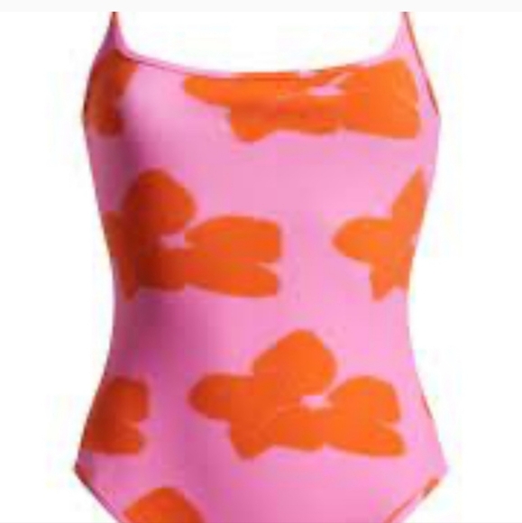 Nu Swim Noodle Floral Print Plus Size Swimsuit in Pink w/Dusty Orange . Size 2XL - Picture 4 of 8